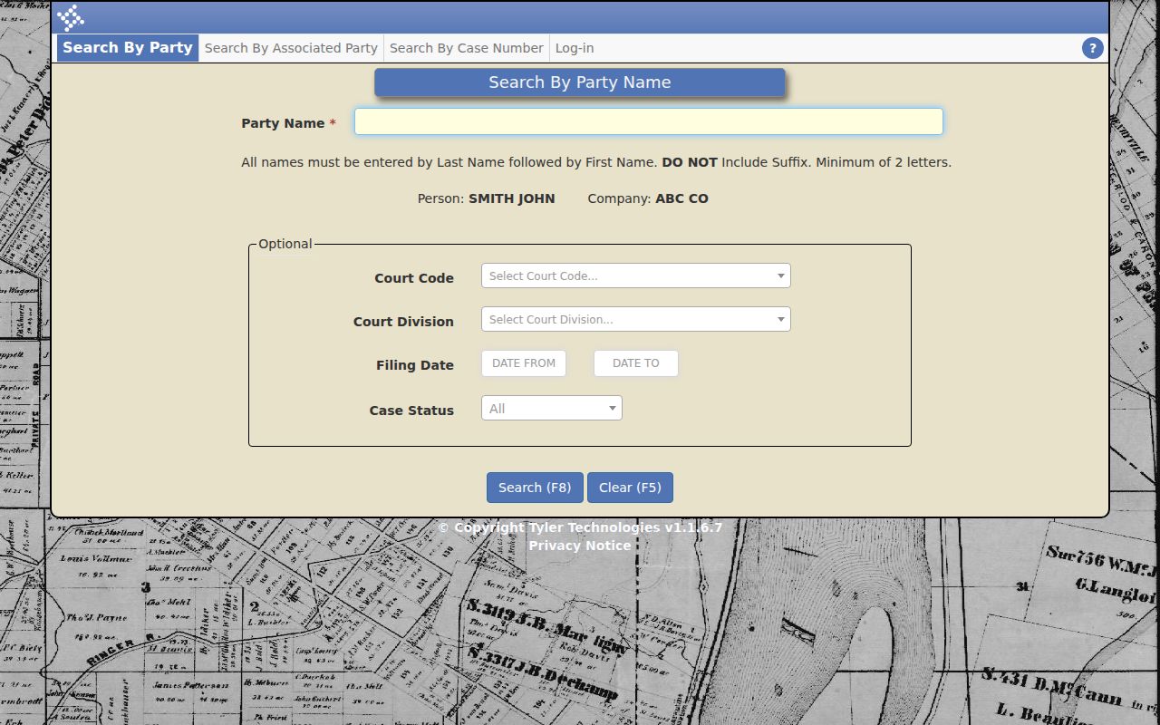 Bartow County case search party form