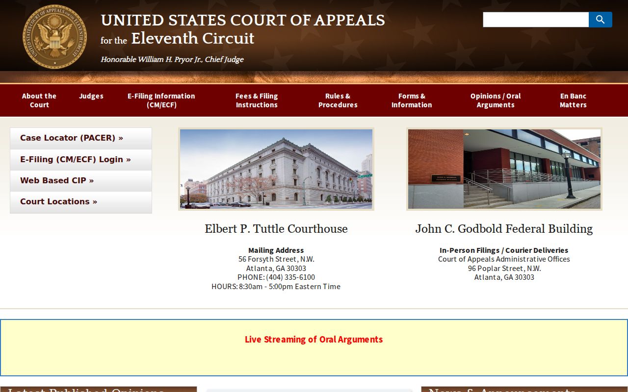 Federal appellate calendar separate from Bartow County court calendar