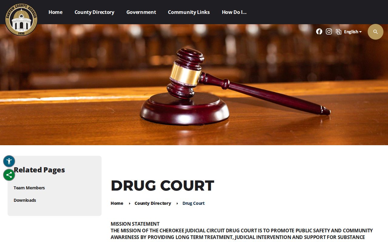 Bartow County criminal docket information for Cherokee Circuit Drug Court