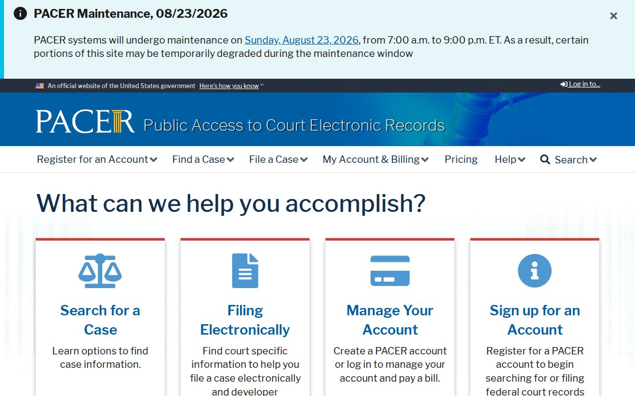 PACER for federal cases separate from Bartow County criminal dockets