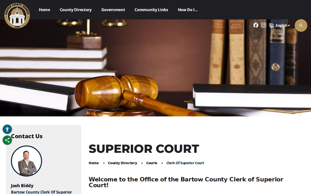 Bartow County court docket Clerk page