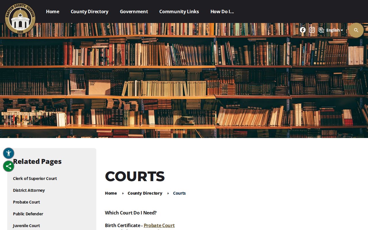 Bartow County official court directory for cases above Kingston municipal jurisdiction