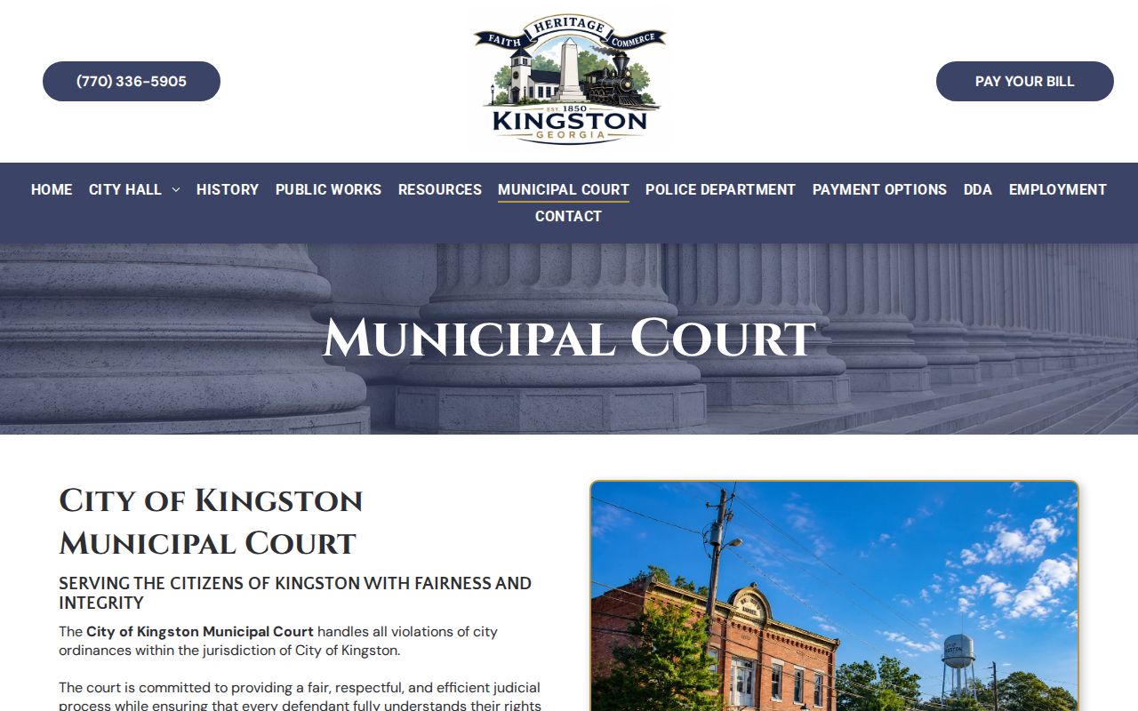 Official Kingston Municipal Court page with current setting information