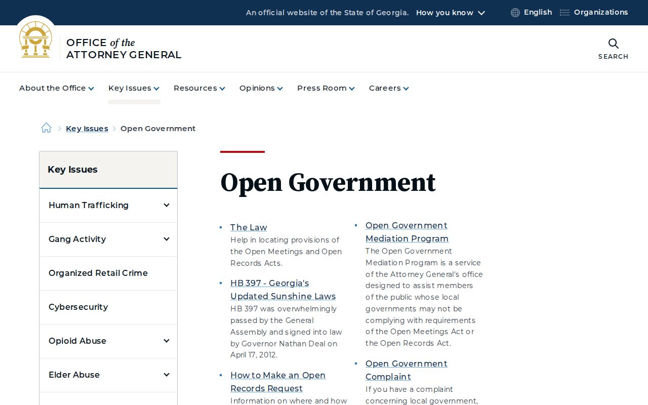 Georgia open-government source and Bartow County traffic court records